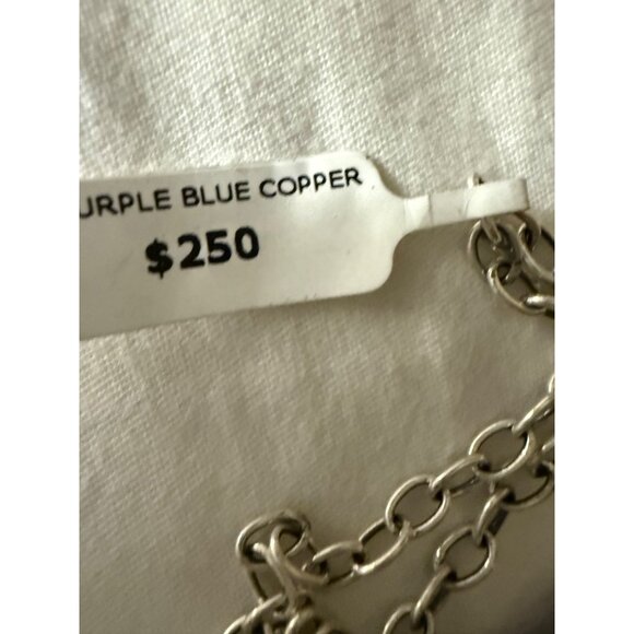 Artisan Sterling Silver Cluster Purple Mojave Turquoise Coper Chunky Necklace - Picture 5 of 13